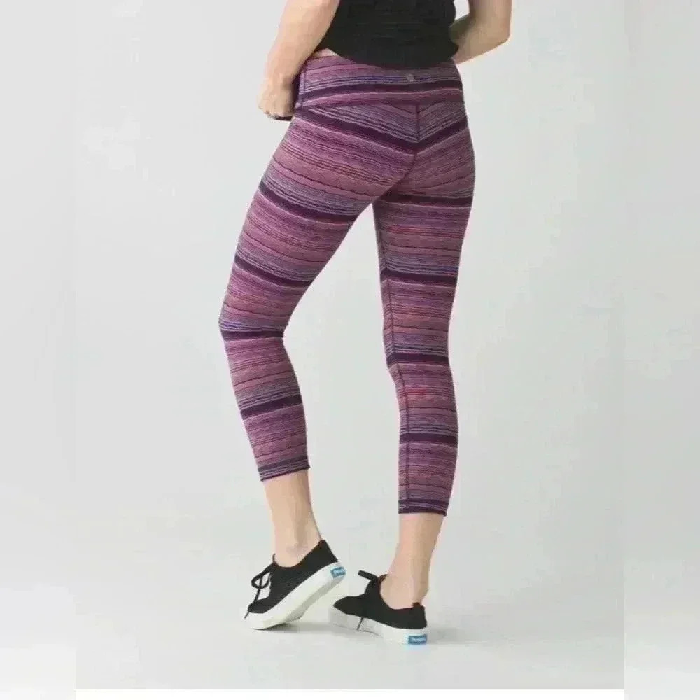 Lululemon Wunder Under Crop III (21 1/2") Space Dye Twist Naval Blue size 6